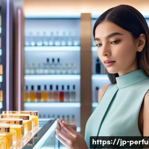 향수 브랜드 마케팅 - **AI Fragrance Discovery Experience**
    A stylish young woman, mid-20s, with a curious expression,...