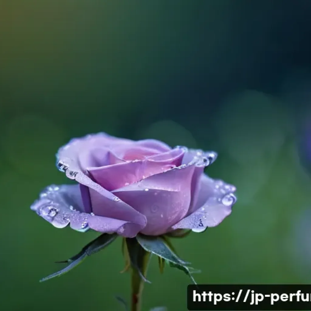 향수와 환경친화성 - **Prompt for Natural Ingredients & Serene Origin:**
    "A macro shot capturing dew drops on the pet...