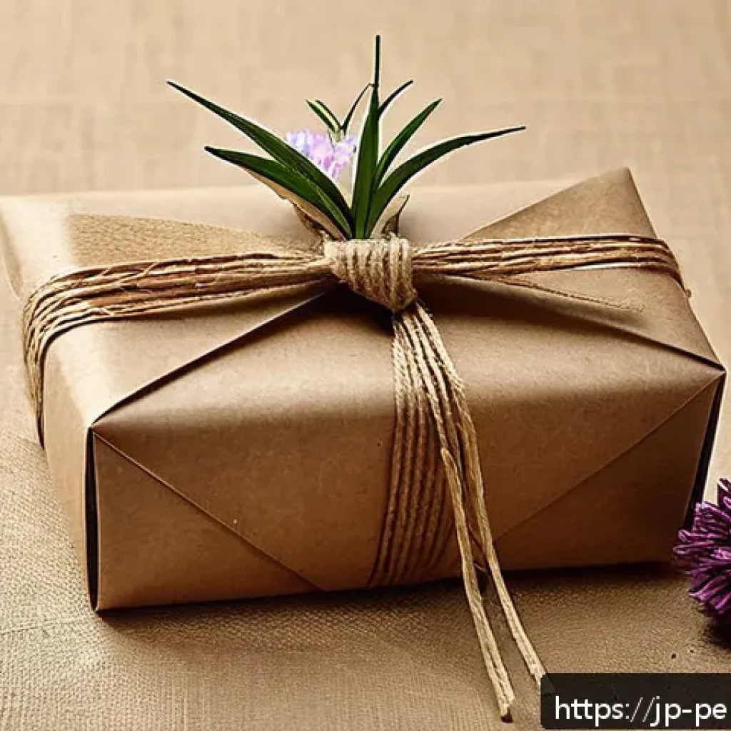 향수 선물 포장법 - A beautifully wrapped perfume bottle using natural kraft paper with neatly folded edges, tied with a...